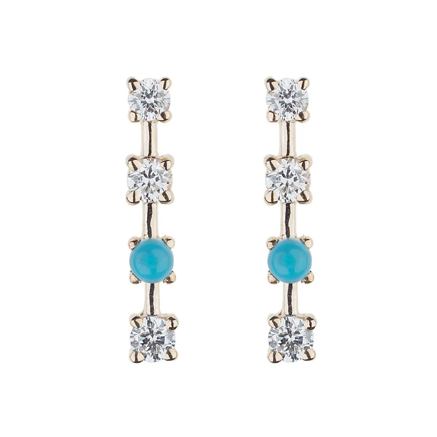 Diamond & Turquoise Sparkling Sugar Stud Earring