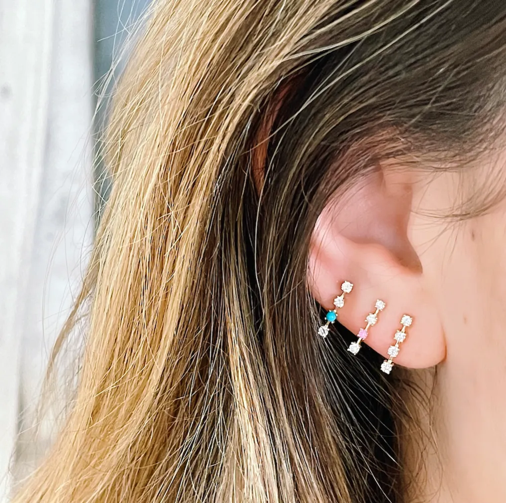 Diamond & Turquoise Sparkling Sugar Stud Earring