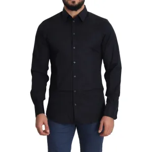 Dolce & Gabbana Sleek Black Slim Fit Cotton Stretch Dress Shirt