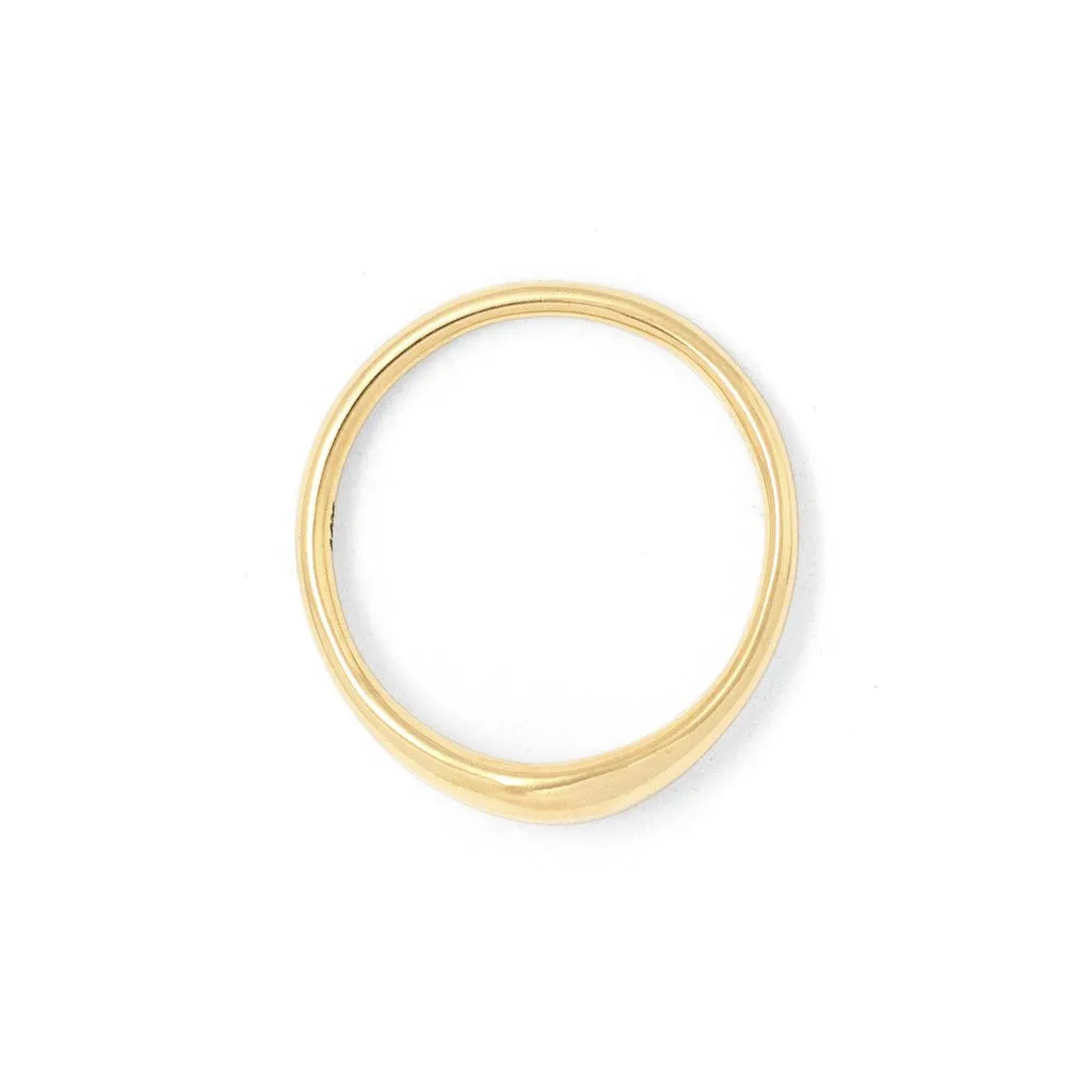 Dome Ring with White Diamond - 14K Yellow Gold
