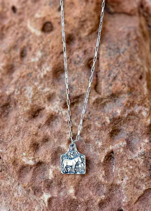 Donkey Etched Ear Tag Necklace