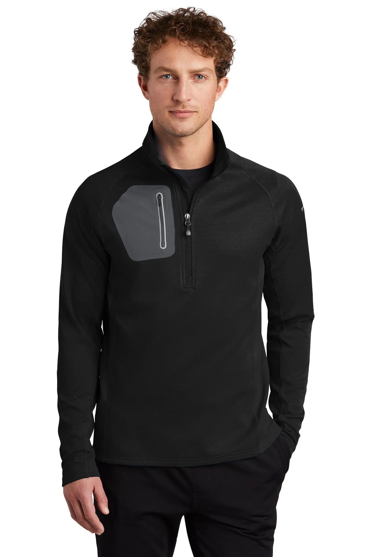 Eddie Bauer Branded Half-Zip Performance Fleece, Black