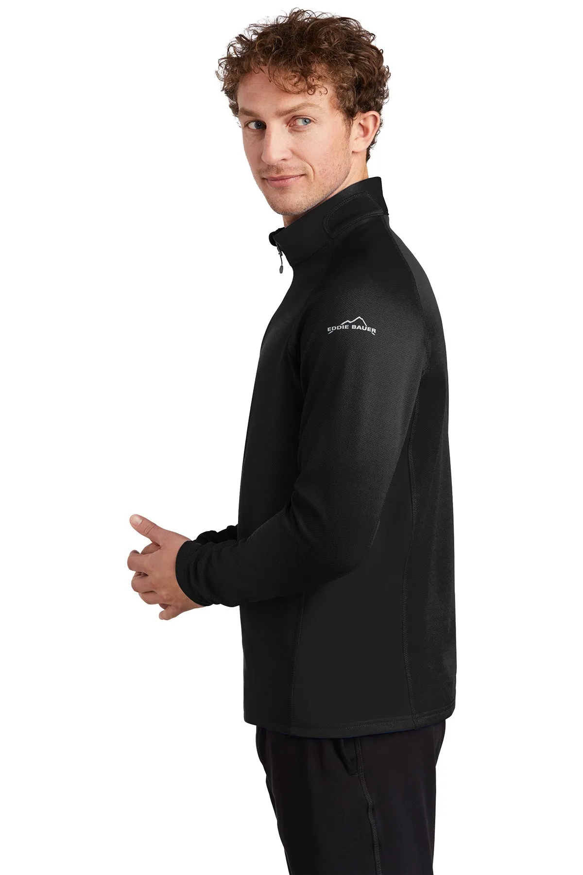 Eddie Bauer Branded Half-Zip Performance Fleece, Black