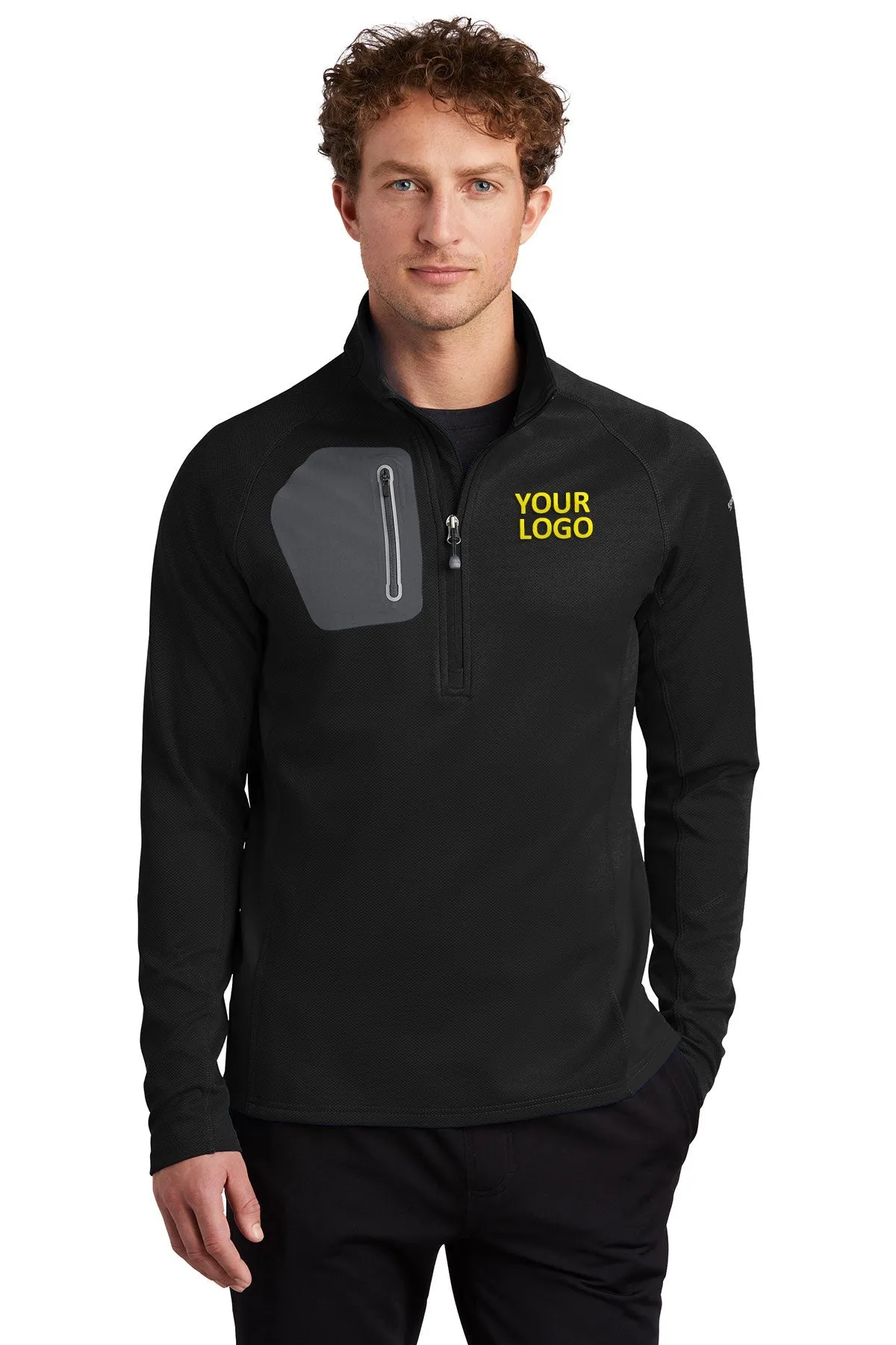 Eddie Bauer Branded Half-Zip Performance Fleece, Black
