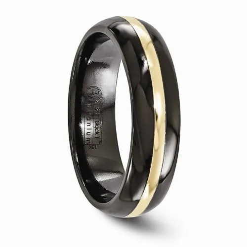 Edward Mirell Black Ti And 14K Domed Ring - 6mm