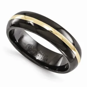 Edward Mirell Black Ti And 14K Domed Ring - 6mm