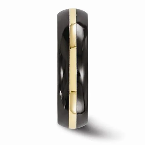 Edward Mirell Black Ti And 14K Domed Ring - 6mm