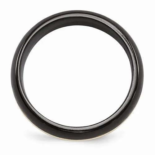 Edward Mirell Black Ti And 14K Domed Ring - 6mm