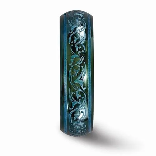 Edward Mirell Black Ti Domed Anodized Teal Ring - 6mm