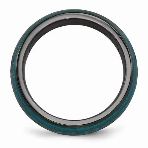 Edward Mirell Black Ti Domed Anodized Teal Ring - 6mm