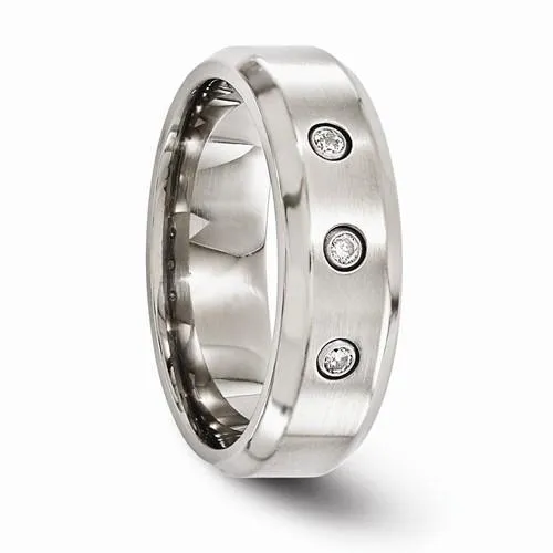Edward Mirell Titanium Beveled .09 Ct Diamond w/ Sterling Silver Bezel - 7mm