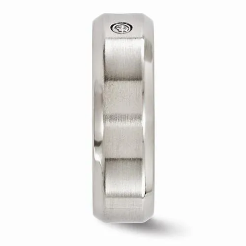 Edward Mirell Titanium Beveled .09 Ct Diamond w/ Sterling Silver Bezel - 7mm