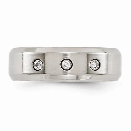 Edward Mirell Titanium Beveled .09 Ct Diamond w/ Sterling Silver Bezel - 7mm