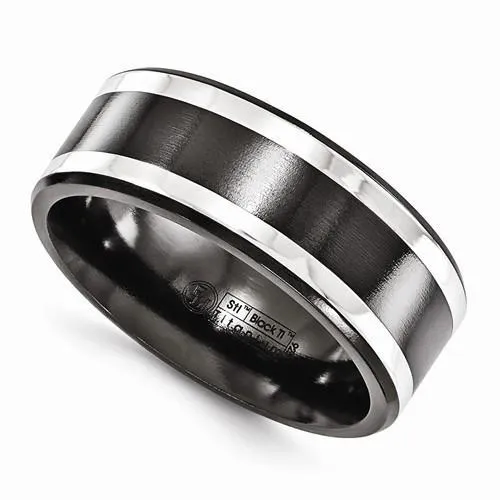 Edward Mirell Titanium Black Ti & Sterling Silver Inlay - 9mm