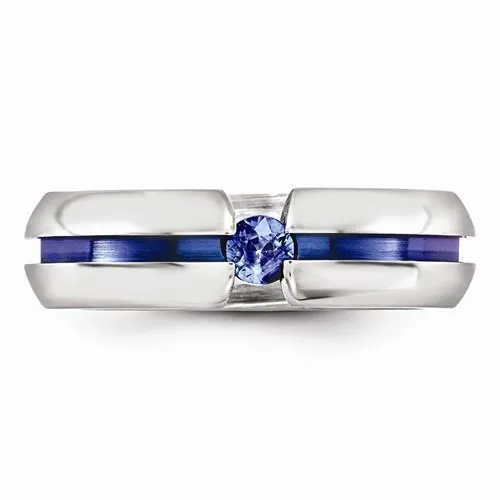 Edward Mirell Titanium Sapphire & Blue Anodized Ring - 6mm