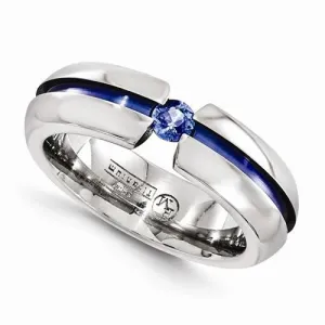 Edward Mirell Titanium Sapphire & Blue Anodized Ring - 6mm