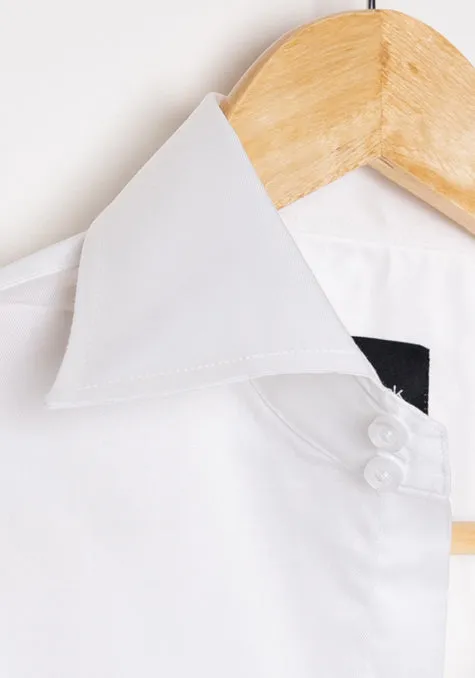 Egyptian White Twill Classic High Collar - French Cuffs