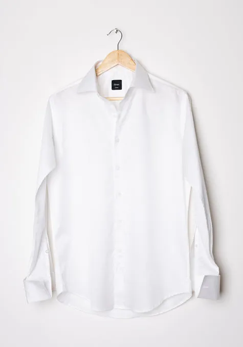 Egyptian White Twill Classic High Collar - French Cuffs