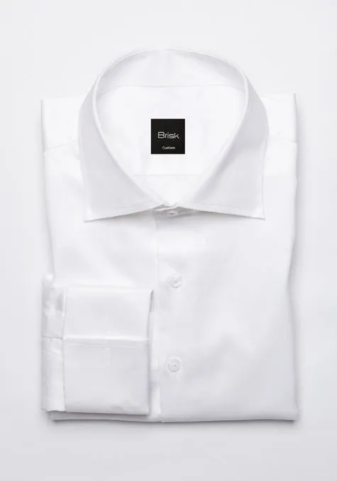 Egyptian White Twill Classic High Collar - French Cuffs