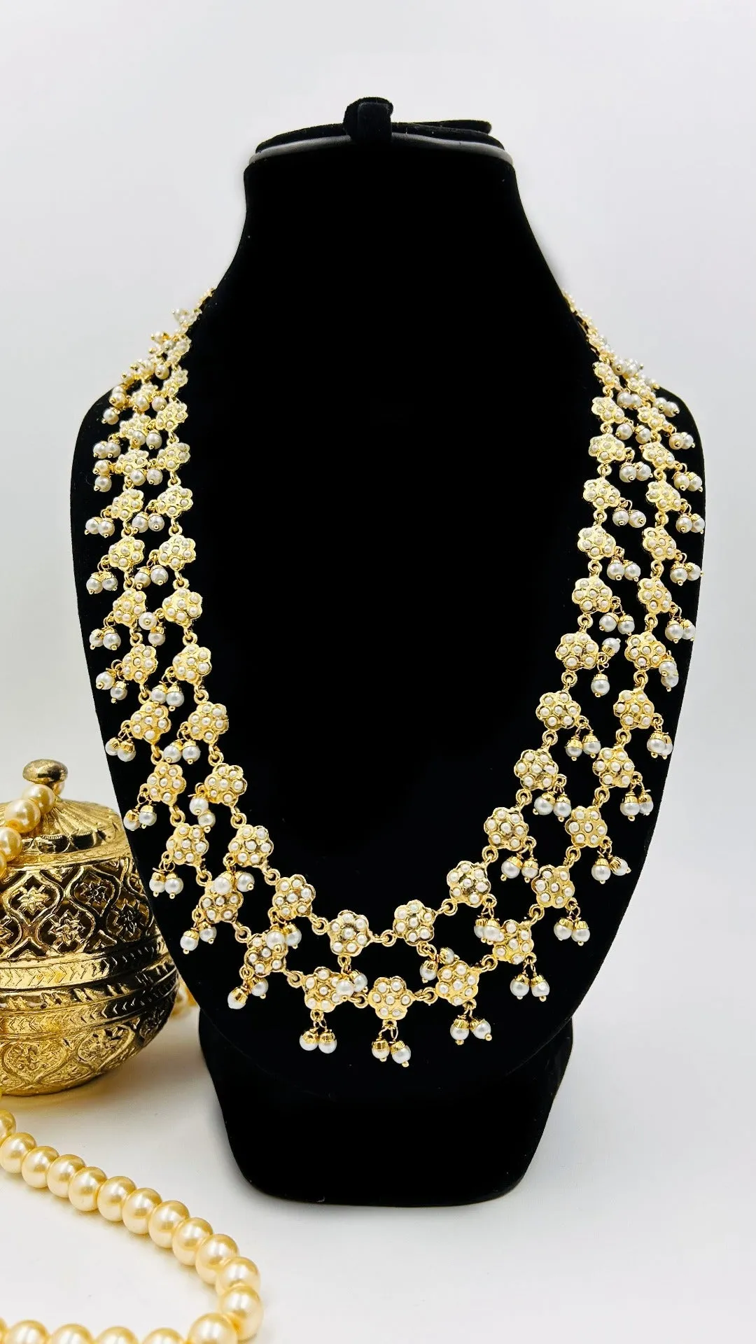 Eiana Jadau Pearl Double Layer Long Necklace