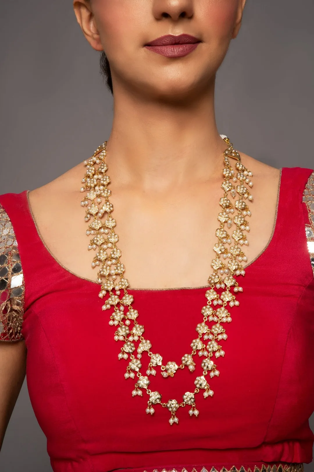 Eiana Jadau Pearl Double Layer Long Necklace
