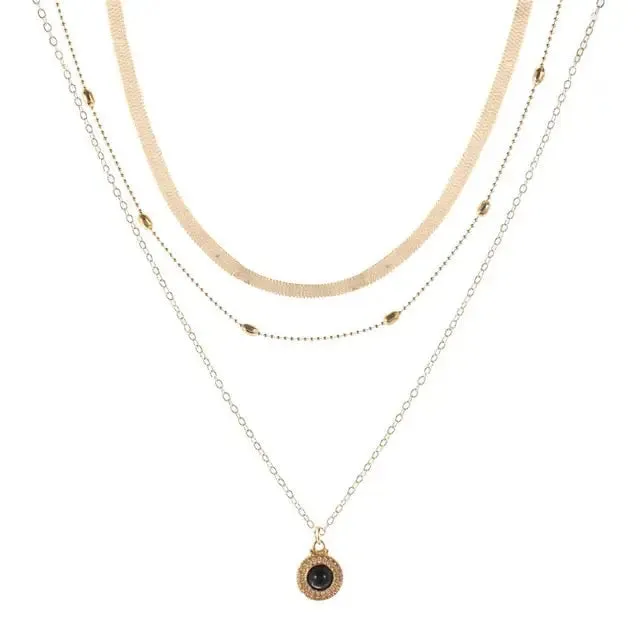 Elegant and Simple Multi-Layer Necklaces in Silver and Gold for Women and Girls