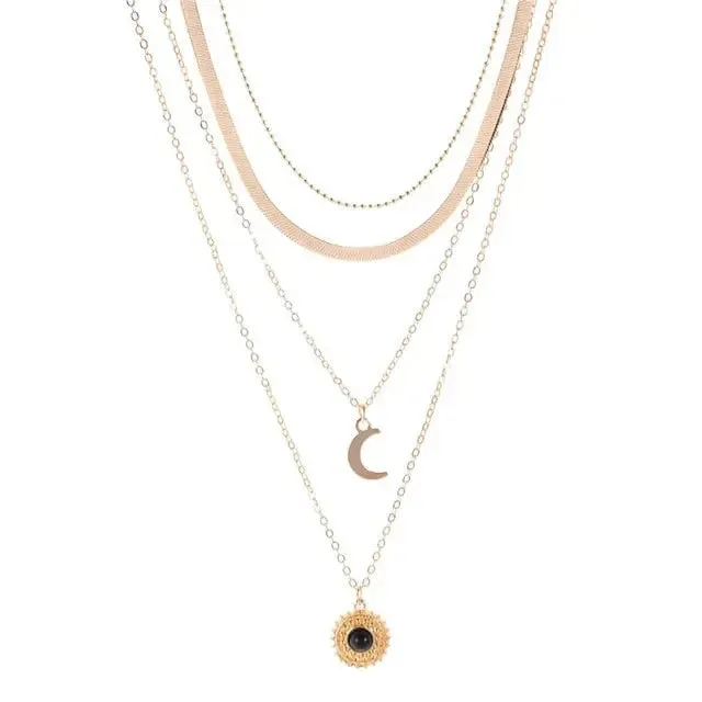 Elegant and Simple Multi-Layer Necklaces in Silver and Gold for Women and Girls
