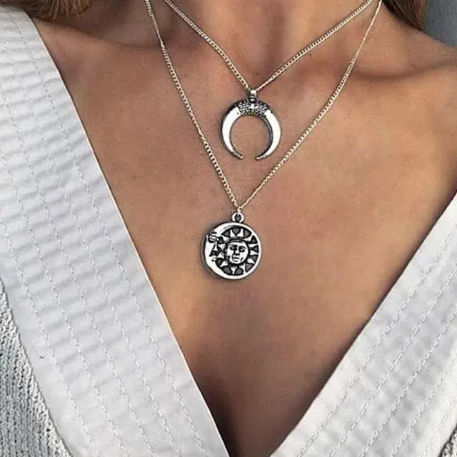 Elegant and Simple Multi-Layer Necklaces in Silver and Gold for Women and Girls
