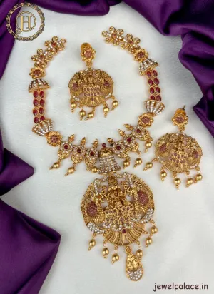 Elegant Gold Plated Kemp Stone Designer Necklace Set JH2764