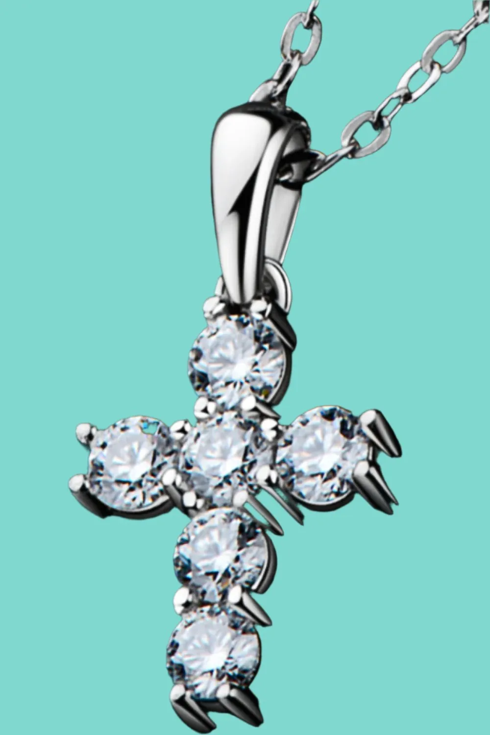 Elegant Moissanite Cross Necklace - Sterling Silver