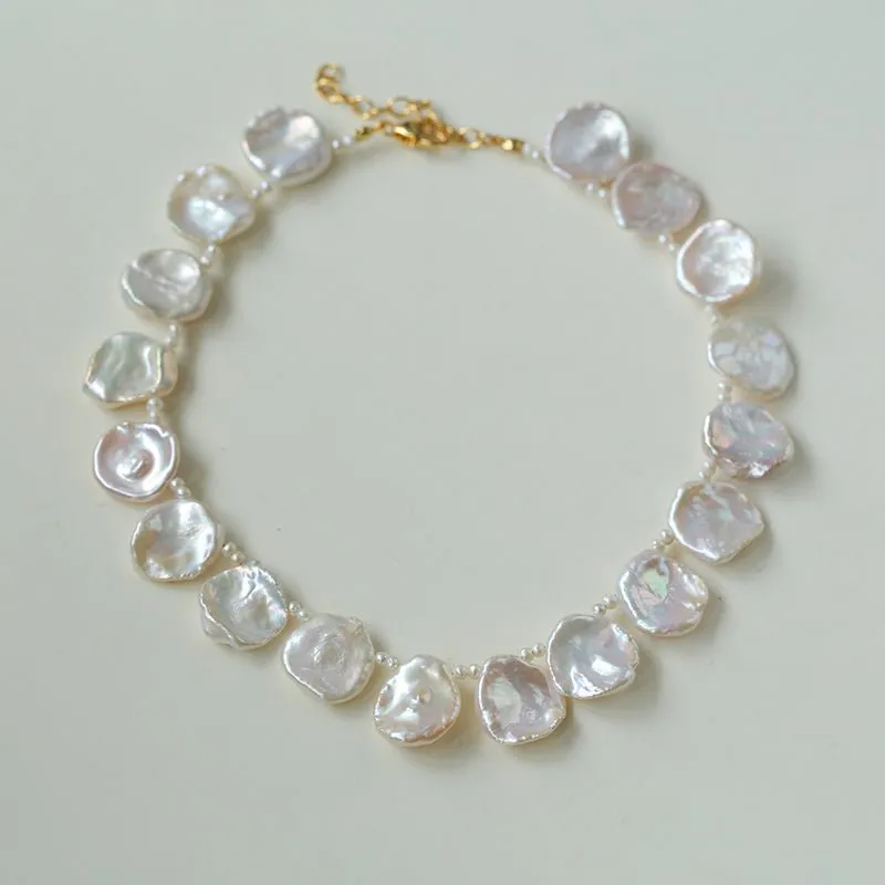 Elegant Natural Baroque Large Petal Pearl Necklaces