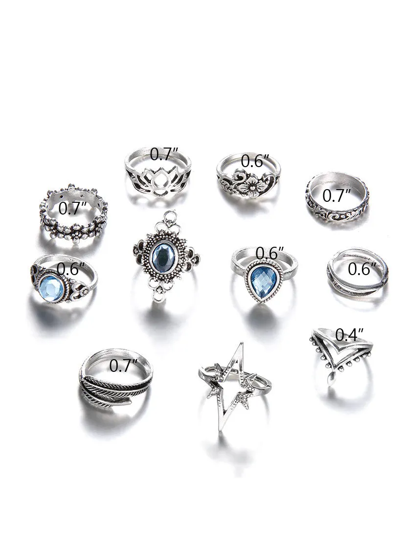 Eleven Piece European Imitation Gem Rings Sets