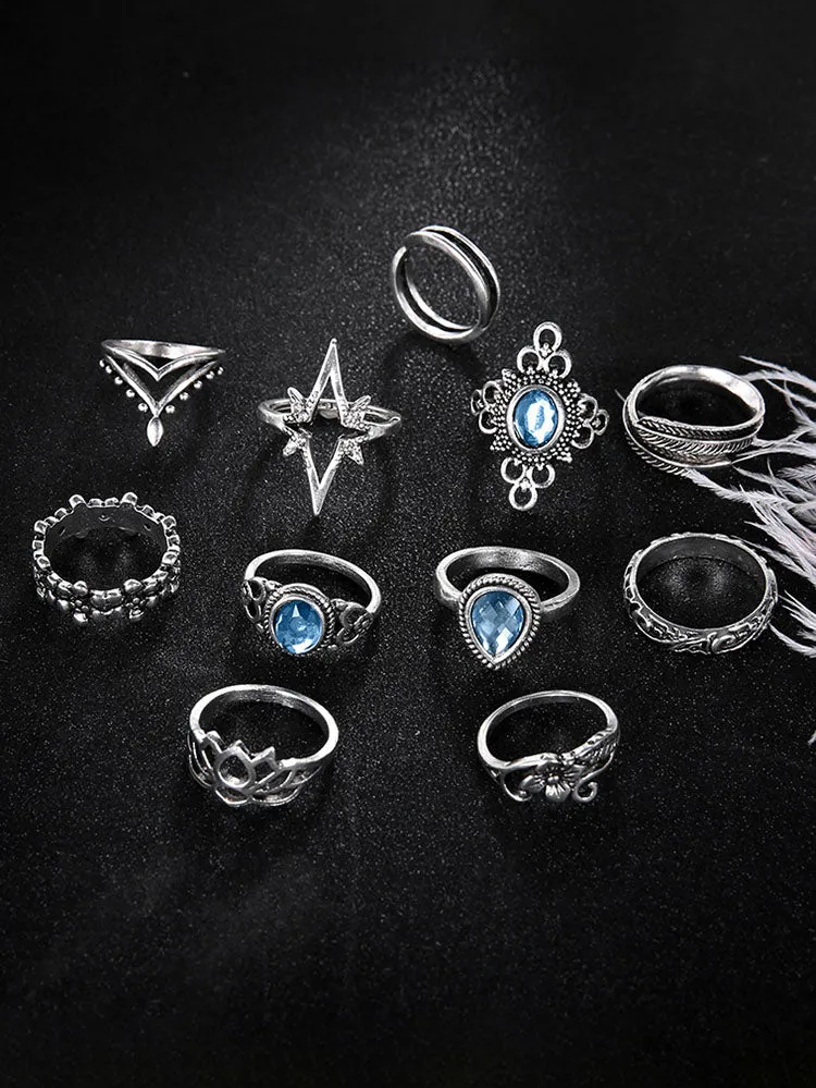 Eleven Piece European Imitation Gem Rings Sets