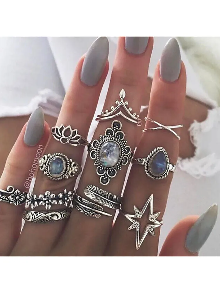 Eleven Piece European Imitation Gem Rings Sets