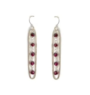 Elongated Earrings with Garnet, Medium