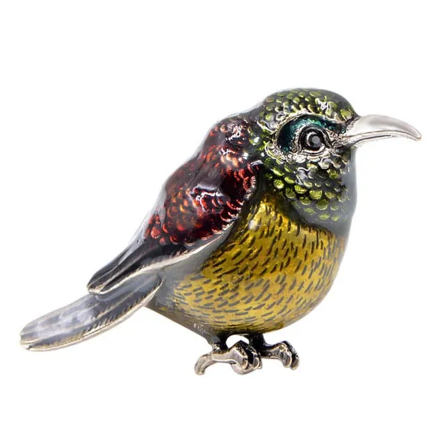 Enamel Sun Bird Brooches