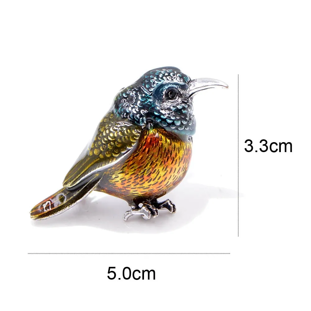 Enamel Sun Bird Brooches