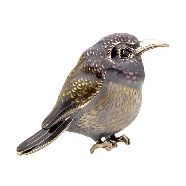 Enamel Sun Bird Brooches