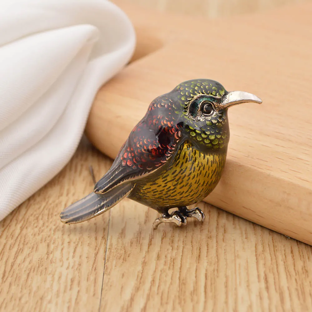 Enamel Sun Bird Brooches