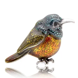 Enamel Sun Bird Brooches