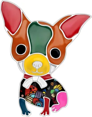 Enamel Zinc Alloy Cute Chihuahua Brooches Pins Puppy Jewelry for Pets Lovers Women Girls Charms Party Gifts Ornament