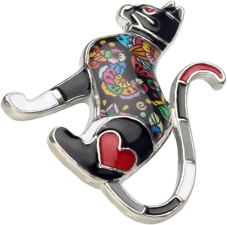 Enamel Zinc Alloy Cute Kitten Cat Brooches Pins Pets Jewelry for Women Kids Girls Party Gifts Charms Ornament