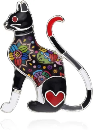 Enamel Zinc Alloy Cute Kitten Cat Brooches Pins Pets Jewelry for Women Kids Girls Party Gifts Charms Ornament