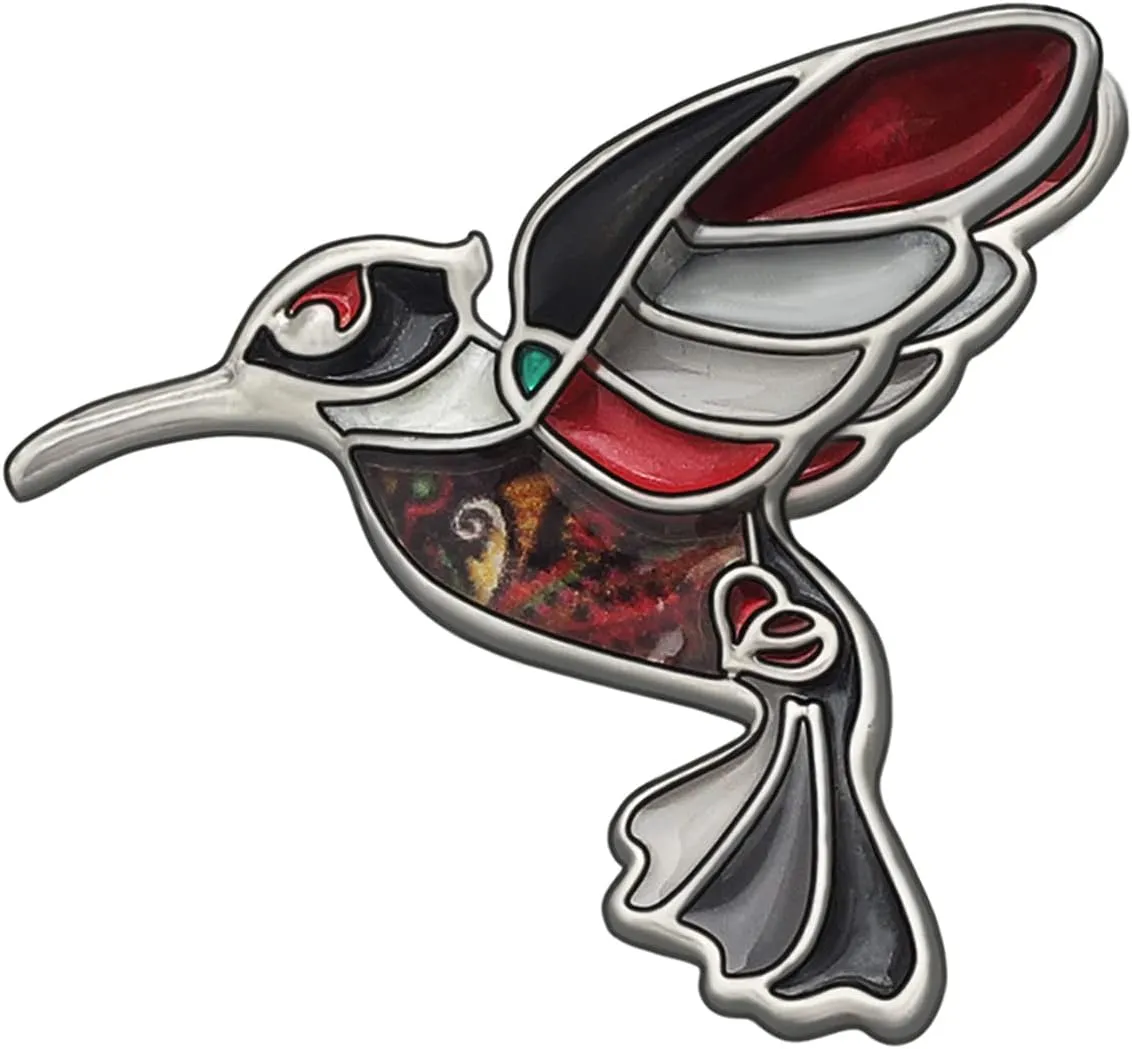 Enamel Zinc Alloy Fashion Hummingbird Brooches Pins Birds Rhinestone Jewelry for Women Teens Girls Charms Party Gifts