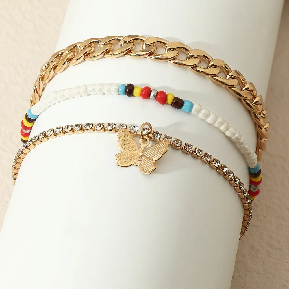 European And American Fashion Beaded Candy Color Rice Bead Anklet