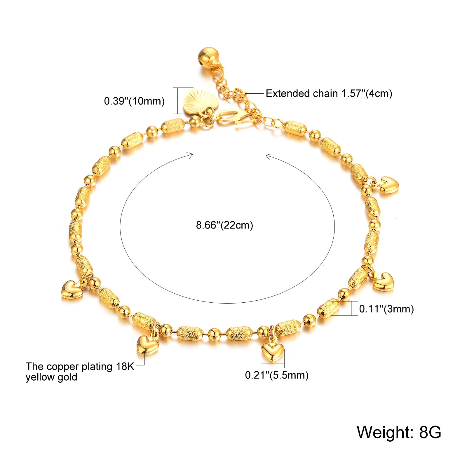 Exquisite Love Pendant Small Fresh and Simple Anklet
