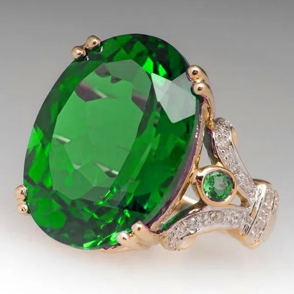 Fashion Luxury Colorful Cubic Zirconia Ring Oval Stone Finger Ring For Women