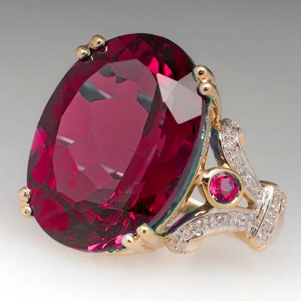 Fashion Luxury Colorful Cubic Zirconia Ring Oval Stone Finger Ring For Women