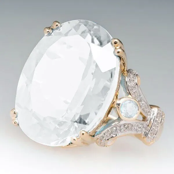 Fashion Luxury Colorful Cubic Zirconia Ring Oval Stone Finger Ring For Women