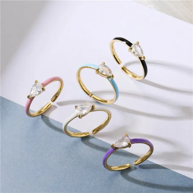 Female Zircon Ring ,Colorful Ring Wedding Jewelry